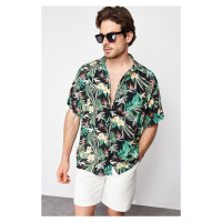 Trendyol Multi Color Oversize Fit Tropical Printed 100% Viscose Short Sleeve Flowy Summer Shirt