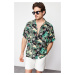 Trendyol Multi Color Oversize Fit Tropical Printed 100% Viscose Short Sleeve Flowy Summer Shirt