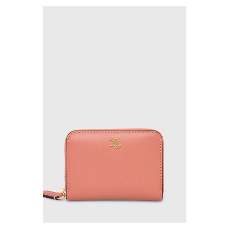 Kožená peněženka Lauren Ralph Lauren růžová barva, 432876729