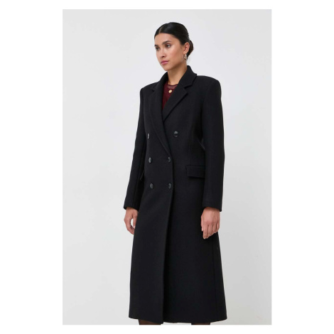 Vlněný kabát Patrizia Pepe černá barva, přechodný, dvouřadový