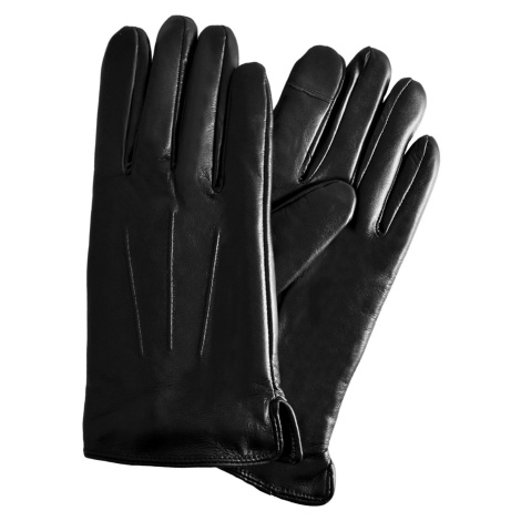 Dámské kožené antibakteriální rukavice model 16627243 Black - Semiline