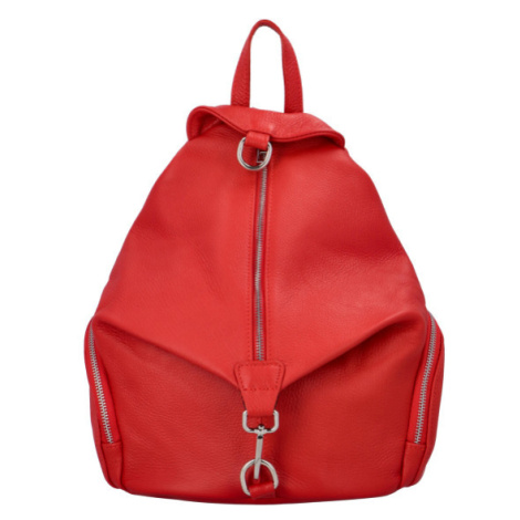 Stylový kožený dámský batoh Sonia, červená Delami