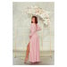 Růžové třpytivé šaty s dlouhými rukávy