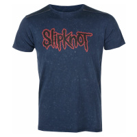 Tričko metal pánské Slipknot - Logo Snow Wash NAVY - ROCK OFF - SKSWASH02MN