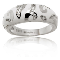 Luxusní stříbrný prsten zdobený smaltem STRP0446F
