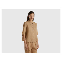 Benetton, Short Shirt In Pure Linen