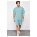 Trendyol Mint Oversize Printed Knitted Shorts Pajamas Set