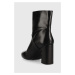 Kožené kotníkové boty Sisley dámské, černá barva, na podpatku