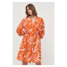 Šaty s příměsí hedvábí Marella oranžová barva, mini