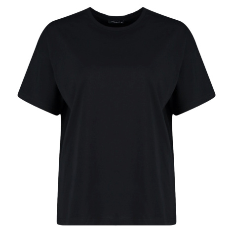 Trendyol Curve Black Crew Neck Printed Knitted T-Shirt