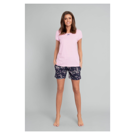 Dámské pyžamo Celestina, krátký rukáv, krátké nohavice - růžová/potisk Italian Fashion