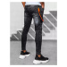 Černé pánské děrované džínové kalhoty Černá