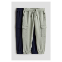 H & M - Kalhoty jogger cargo 2 kusy - zelená