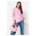 Trendyol Pink Soft Textured Thick Crew Neck Knitwear Sweater