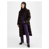 Tmavě hnědý dámský kostkovaný kabát s příměsí vlny Levi's® Off Campus Wooly Coat