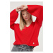 Bavlněný svetr HUGO červená barva, hřejivý