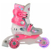 Dětské kolečkové brusle 2v1 WORKER TriGo Skate LED se sv. kolečky růžová