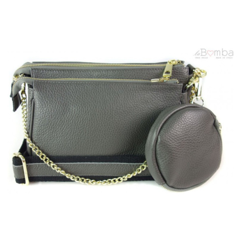 Kožená crossbody kabelka Vera Pelle VP791 šedá