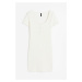 H & M - Žebrované šaty's horními knoflíky - bílá