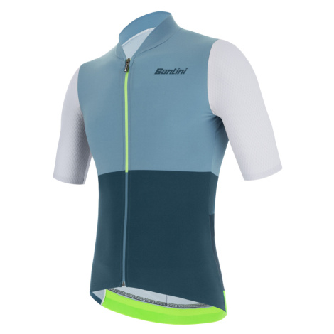 SANTINI Cyklistický dres s krátkým rukávem - REDUX ISTINTO - bílá/modrá/zelená