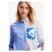 Bílo-modrá dámská pruhovaná košile Desigual Flower Pocket