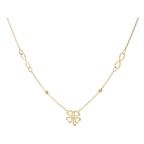 Zlatý náhrdelník s nekonečnem a čtyřlístem ZLNAH144F + DÁREK ZDARMA Ego Fashion