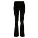 Ladies High Waist Velvet Boot Cut Leggings - black