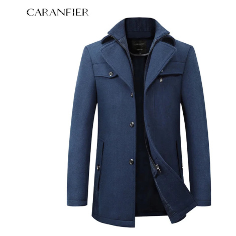 Elegantní pánský kabát z vlny s odnímatelným límcem CARANFLER