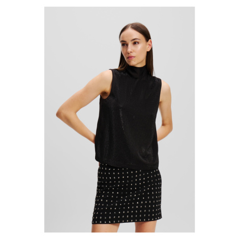 Halenka karl lagerfeld rhinestone evening top black