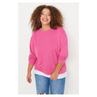 Trendyol Curve Fuchsia Bottom T-Shirt Pull-out Look Thin Knitted Sweatshirt