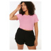 Trendyol Curve Pale Pink Crop Crew Neck Knitted T-Shirt