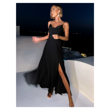 Černé dlouhé společenské šaty LERDISEL