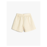 Koton Girls' Linen Shorts With Belt Detailed Pocket. Elastic Waist.