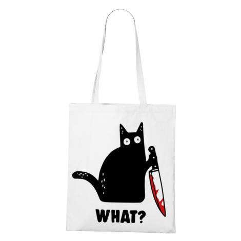 Plátěná taška s vtipným potiskem - What - skvělý dárek pro milovníky koček BezvaTriko