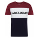 JACK & JONES Tričko noční modrá / vínově červená / bílá