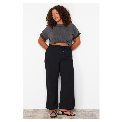 Trendyol Curve Black High Waist Wide Leg Woven Trousers