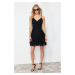 Trendyol Black Straight Strap Double Breasted Stretchy Knitted Dress