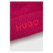Čepice z vlněné směsi HUGO růžová barva