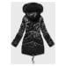 Černá dámská bunda s kapucí pro přechodné období (B8091-1)