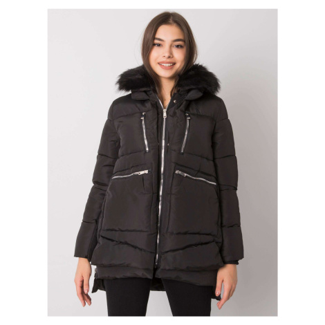 Zimní prošívaná bunda se zipy a kožešinovou kapucí PARIS