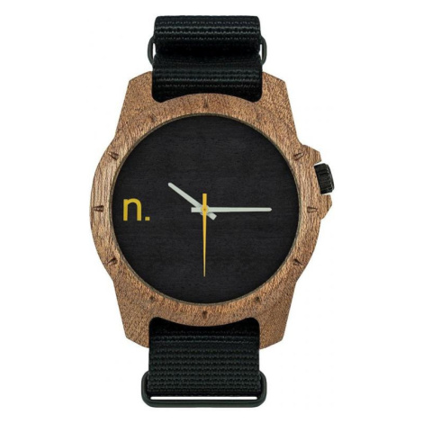 Dřevěné pánské hodinky černé barvy s textilním řemínkem