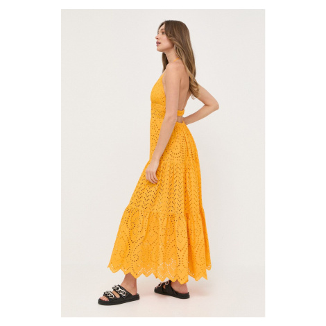 Bavlněné šaty Patrizia Pepe oranžová barva, maxi