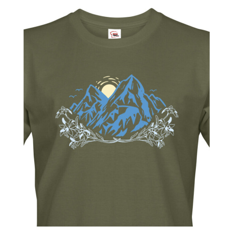 Pánské tričko pro turisty a cestovatele s potiskem alpských hor BezvaTriko