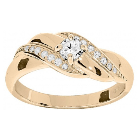Troli Elegantní pozlacený prsten s čirými zirkony PO/SR08997E