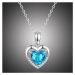 GRACE Silver Jewellery Stříbrný náhrdelník Amorita - stříbro 925/1000, modrý zirkon, srdce NH-BS