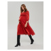 Reserved - Zavinovací šaty s vázáním - Červená