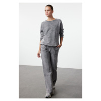 Trendyol Anthracite Washed Wide Leg/Flare Flexible Knitted Sweatpants