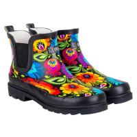 Folkstar Wellingtons Short Łowicki Black/Flowers