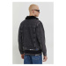 Džínová bunda Karl Lagerfeld Jeans pánská, černá barva, přechodná
