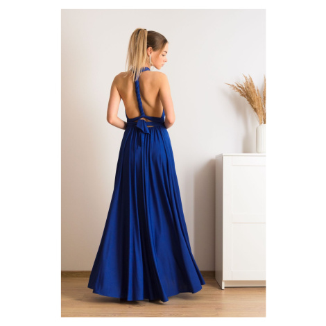 Modré dlouhé šaty pro vázání